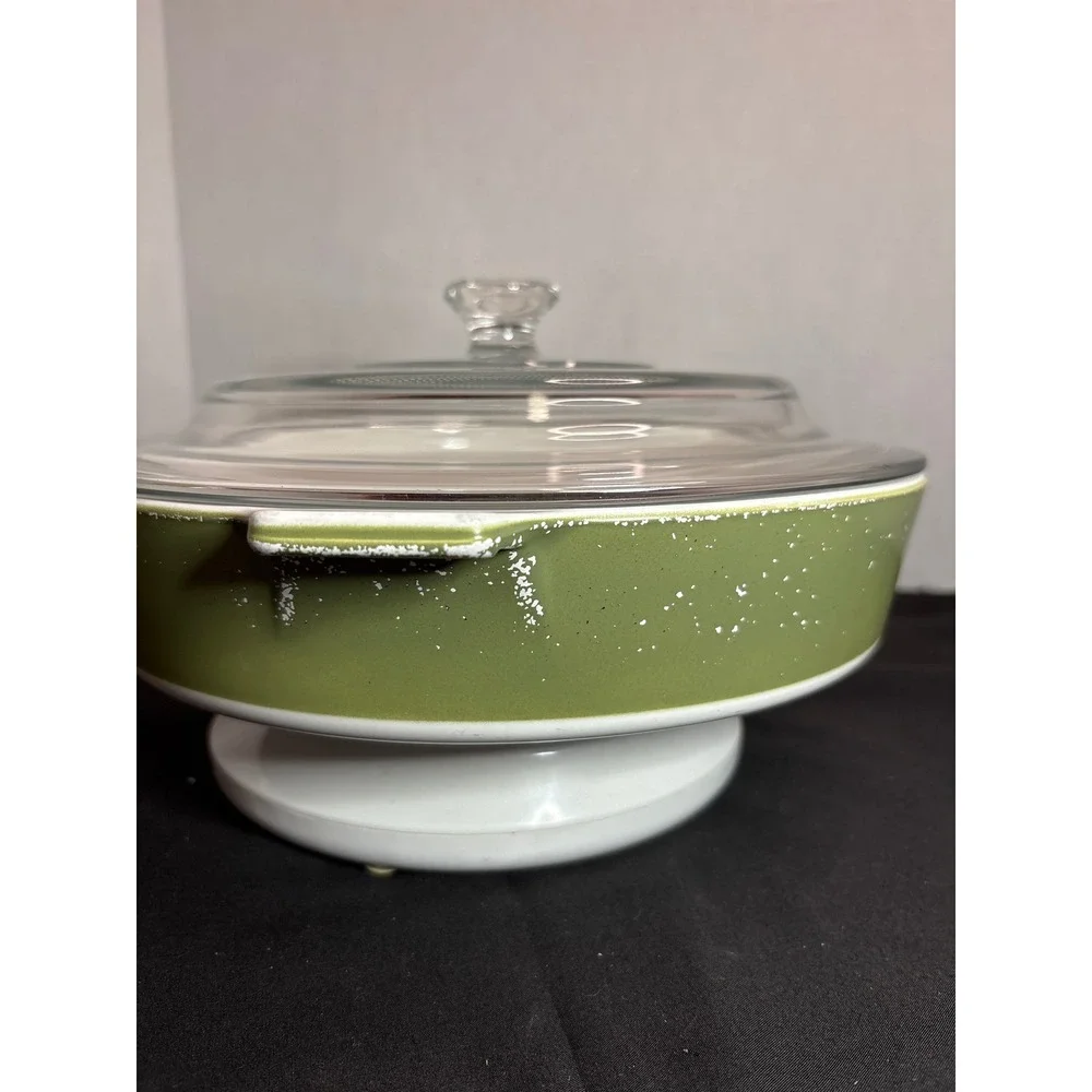 Vintage Corning Ware F-77-B 10 INCH Avocado Green Casserole Dish with Lid USA‎